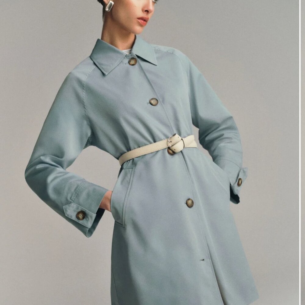 Reformation Dion Trench Sky Blue Size S - Picture 2 of 3